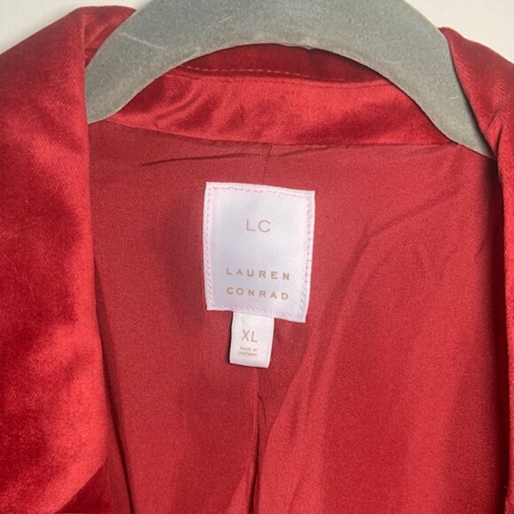 LC Holiday Party Red Velvet New Years Runway Inspired Blazer Jacket - Size XL - Picture 9 of 10